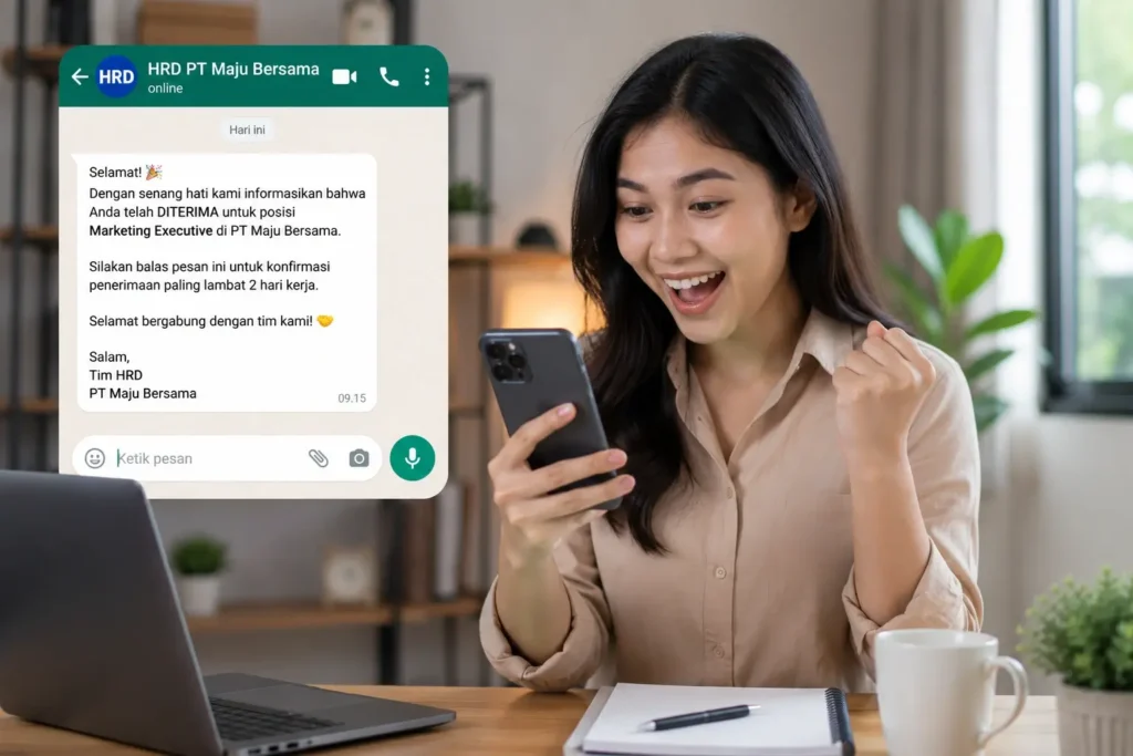 Contoh Surat Pemberitahuan Diterima Kerja via WA yang Profesional dan Sopan